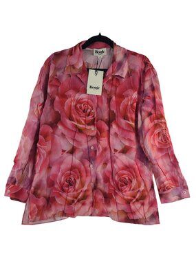 NEW Rouje Clemence Rose Digitale Button-Up Floral Blouse 100% Viscose Size 38